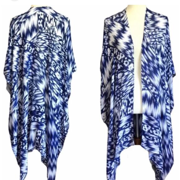 Michael Stars ruana ikat print convertible kimono shawl womens bohemian boho - Picture 1 of 7